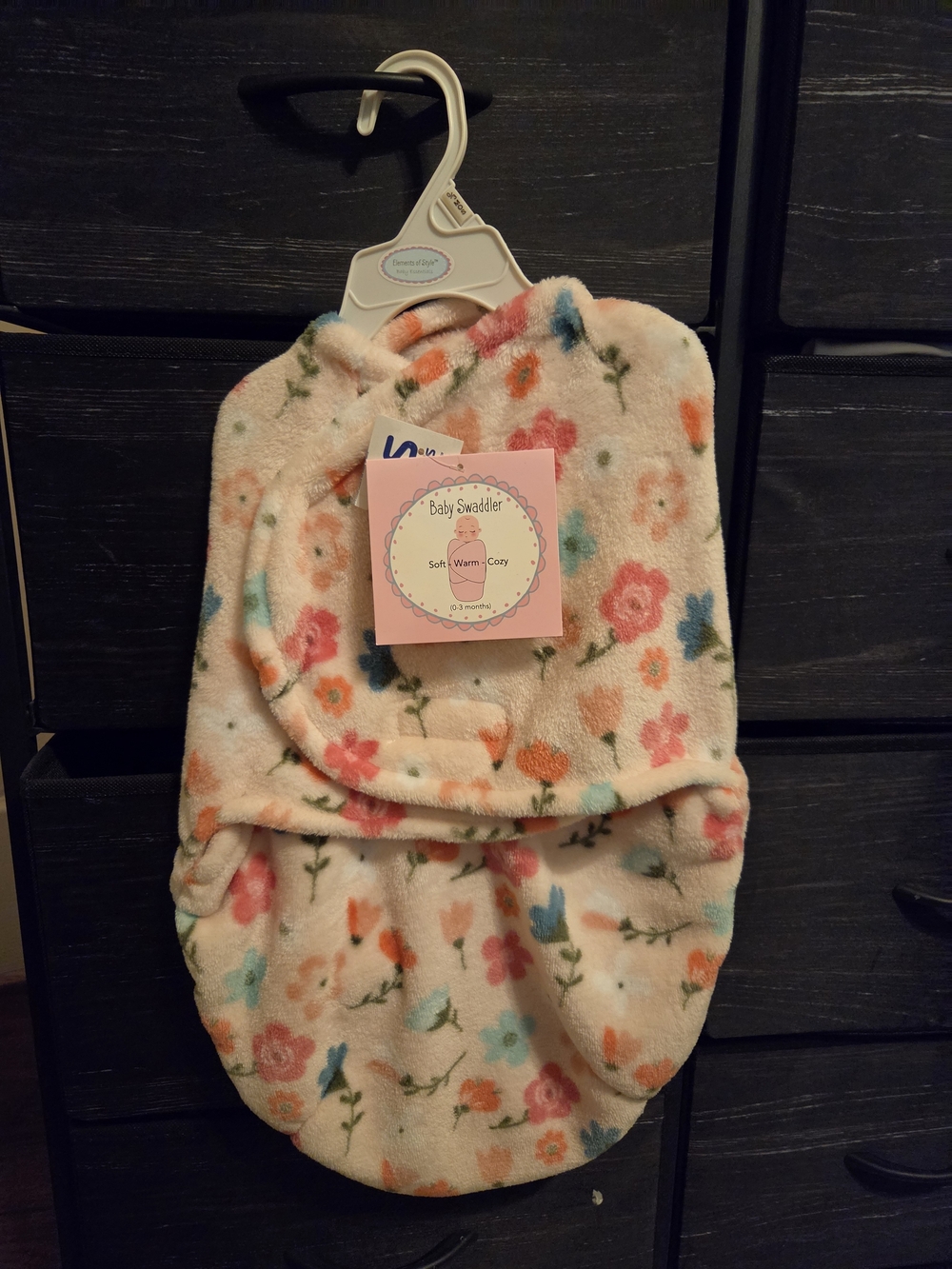 Plush Floral Baby Swaddle - Pink, Orange & Blue Flowers